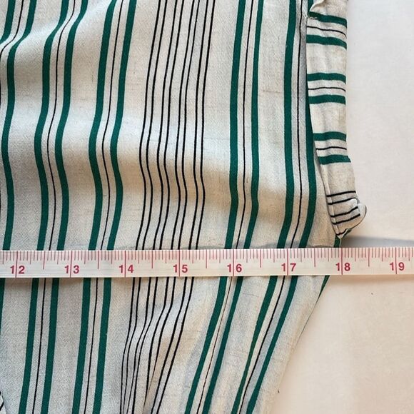 Lulus Back to Classics Green and White Striped Midi Shirt Dress Linen Blend S - Picture 12 of 14